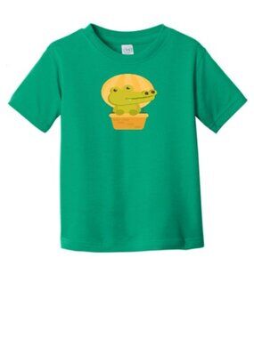 Printed T-shirt, Design Alligator, Color Green, Unisex, Age 2, Condition New